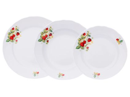 Sada talířů, jahody, Český porcelán, 18 d.