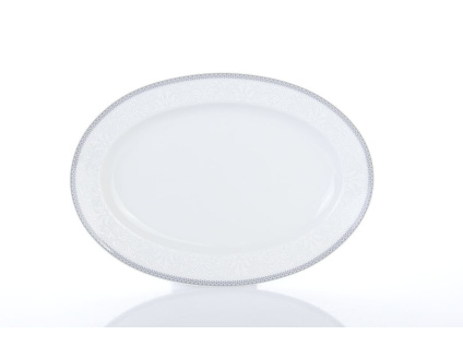 Opal, mísa oválná, český porcelán, 22 cm, krajka, šedá, Thun
