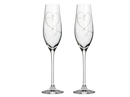 Sklenice na sekt, Celebration, 210 ml, srdíčko, Crystal Elements, 2 ks