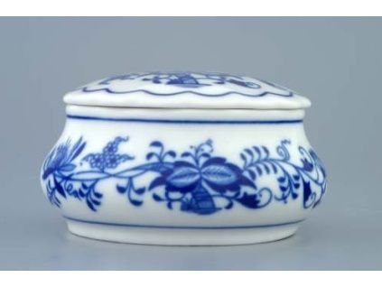Dóza šperkovnice kulatá s víčkem  9 cm, cibulák, Český porcelán