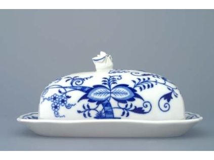 Máslenka hranatá velká - komplet 2 dílná  630 g, cibulák, Český porcelán