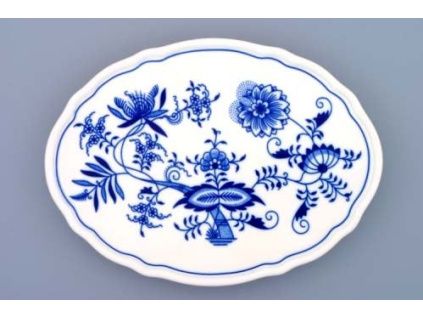 Podnos oválový na třech nožkách  24,5 cm, cibulák, Český porcelán