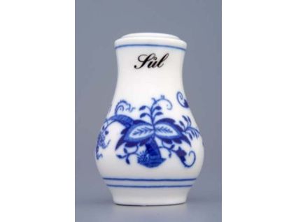 Slánka sypací s nápisem Sůl  7,5 cm, cibulák, Český porcelán