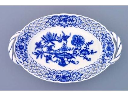 Košík prolamovaný  18,5 cm, cibulák, Český porcelán