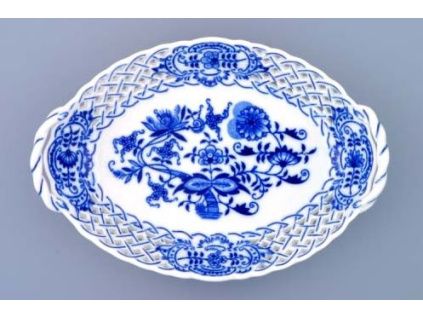 Košík prolamovaný  21 cm, cibulák, Český porcelán