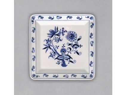 Talíř čtyřhranný 21,5 cm, cibulák, Český porcelán