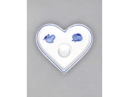 Svícen plochý srdíčko 93 x 88 x 22 mm, cibulák, Český porcelán