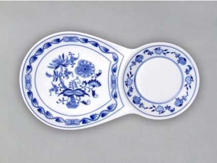 Snídaňový tácek dvojitý 29,8 cm x 16,7 cm, cibulák, Český porcelán