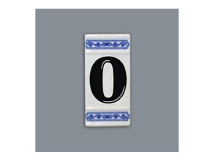 Číslo na dům - rámeček na střed, číslo 0, 110 x 55 mm, cibulák, Český porcelán