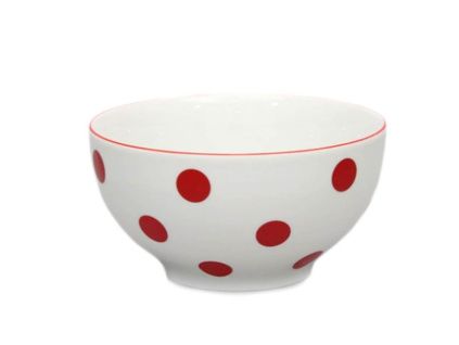 Miska na polévku, 14,5 cm, červené puntíky, český porcelán Thun