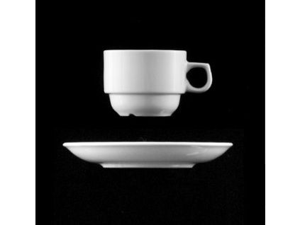 Šálek s podšálkem nízký 190 ml, bílý porcelán, Praha, G. Benedikt