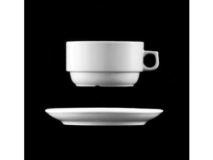 Šálek s podšálkem, 390 ml, bílý porcelán, Praha, G. Benedikt