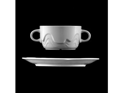 Šálek s podšálkem na polévku 320 ml, bílý porcelán, Melodie, G. Benedikt