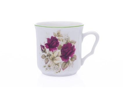 Hrnek Karel, 0,27 l, Český porcelán Dubí, růže bordó