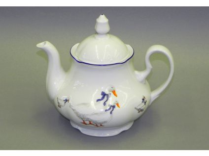 Konvice čajová 1,2 l, husy, český porcelán, Leander