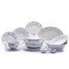 Jídelní souprava Ophelia, házenka s červeným proužkem, karlovarský porcelán, Thun RZ