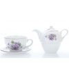 Souprava šálku a konvičky Sonne, český porcelán, 16 cm, fialky, Český porcelán