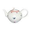 Konvice čajová se sítkem, 1,20 l, házenka s červeným proužkem, porcelán Dubí
