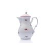 Konvice kávová s víčkem  1,55 l, házenka s červeným proužkem, Český porcelán